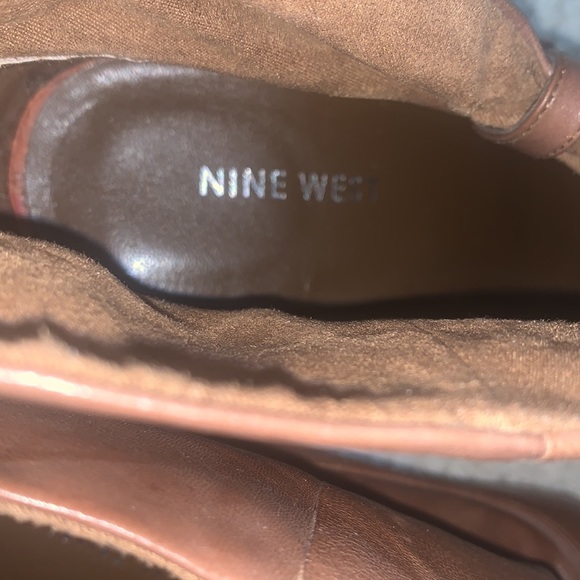 Nine West Soft Brown Leather Ankle Boots Heels Adjustable Side Buckle Size 7 M - Picture 4 of 11